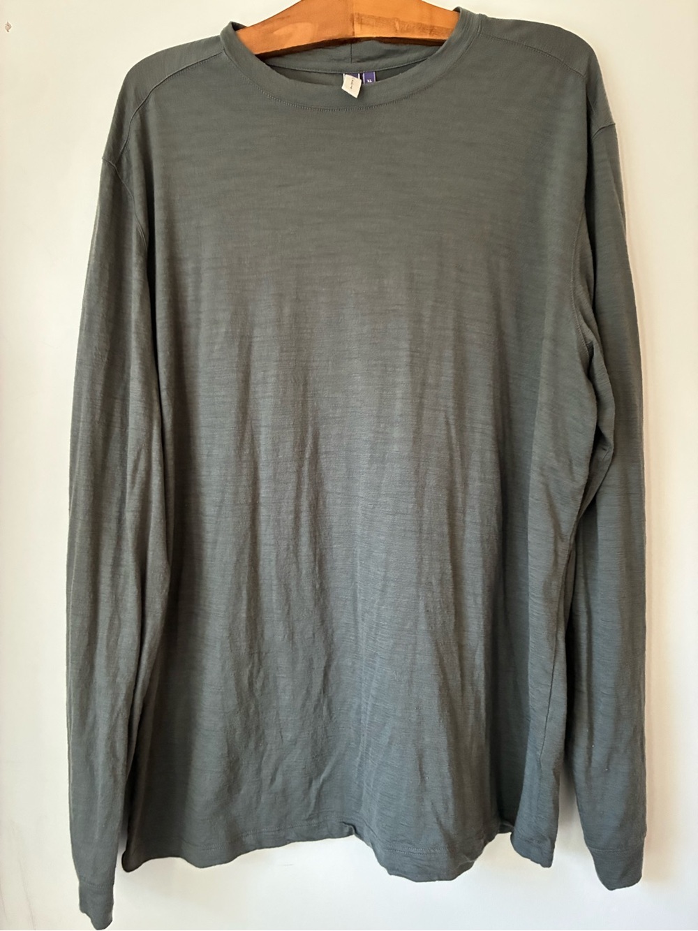 Ibex Shirt Men’s XL 100% Merino Wool Long-Sleeve Crewneck Shirt Slate Green